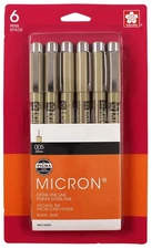 Sakura Pigma Micron Pens 6pc Set (005)-Black
