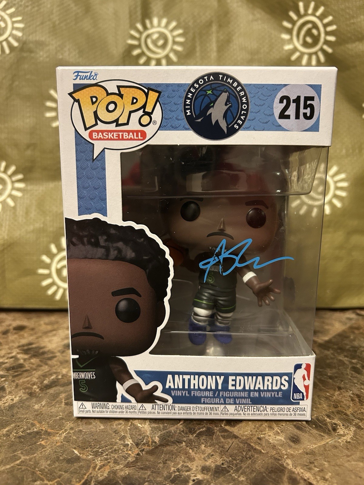 anthony edwards Autographed Signed Minnesota Timberwolves FUNKO POP 215 NBA BECKETT BAS CERT 