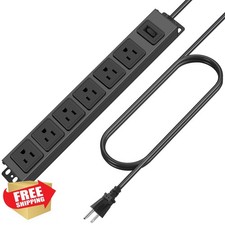 Wall Mount Magnetic Power Strip, 6 Outlet Surge Protector 15FT Cord