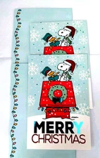 2  Hallmark Merry Christmas Card SNOOPY & Woodstock Peanuts Glittery 6x4" NEW