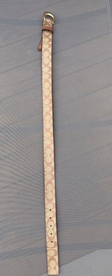 Coach Signature Canvas Women's Belt Gold Buckle Size S C5715 Tan Brown 35.5''