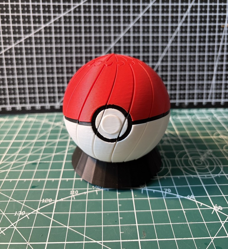 Pokemon Ball Pokeball 3D Printed Twist Fidget Toy Nintendo 3in With Stand