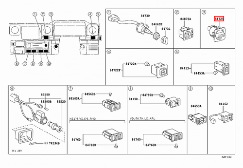 Genuine Toyota LandCruiser HDJ80 HDJ79 HDJ78 GRJ79 Front Rear Diff Lock Switch - Picture 20 of 20