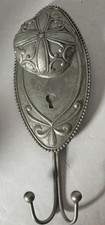 Cottage Chic Rustic Style Silver Ornate Door Knob, Oval Wall Hook