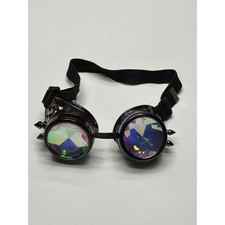 Steampunk Kaleidoscope Goggles Rainbow Crystal Lenses Spiked Rave Festival
