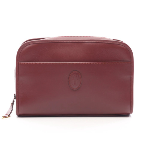 Cartier Must Line Clutch Bag Leather Bordeaux