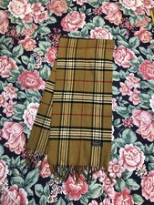 Vintage Burberrys of London Scarf 100 Lambswool Nova Check Beige