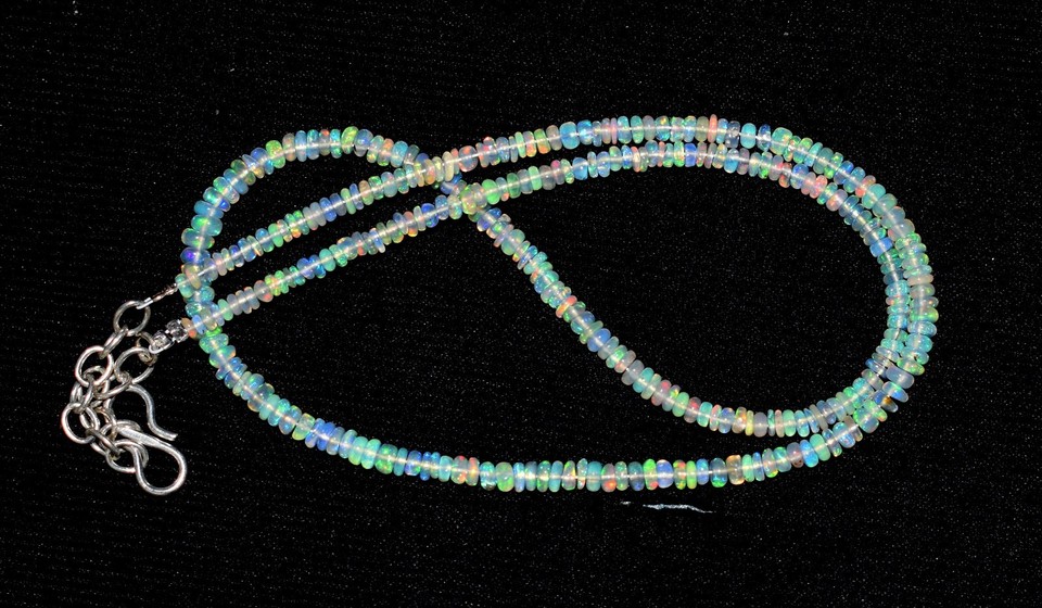 16" Natural Ethiopian Opal Welo Fire Opal Gemstone Beads Necklace ...