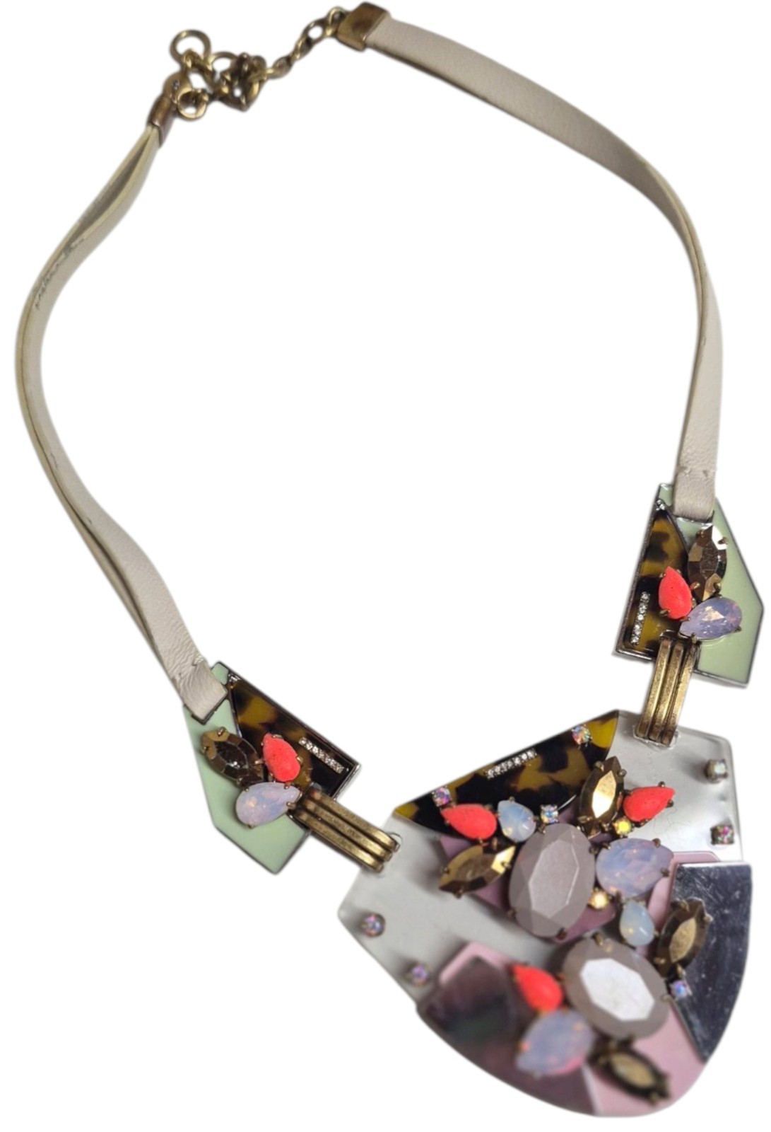 J.Crew Techtonic Statement Necklace Tortoise Grey… - image 5