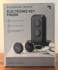 Sharper Image Portable Electronic Key Finder 45' Range Wireless Black Two Fobs