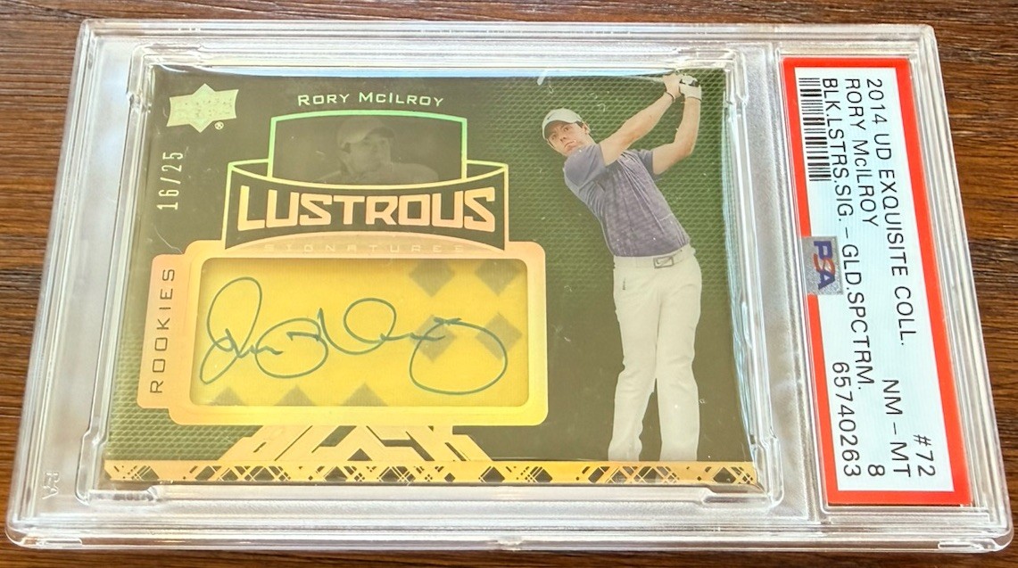 2014 RORY MCILROY 16/25 UD EXQUISITE BLACK PSA 8 #72 GOLD SPECTRUM ROOKIE AUTO