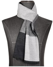 Men's Winter Warm Scarf with Tassels Soft Classic Mens Cashmere 06 black gray