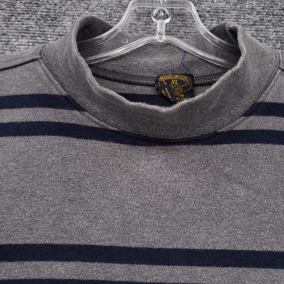 Sudadera DE COLECCIÓN Brooks Brothers Para Hombres XL Gris Rayas Cuello Simulado Pullover Foto 3 de 4