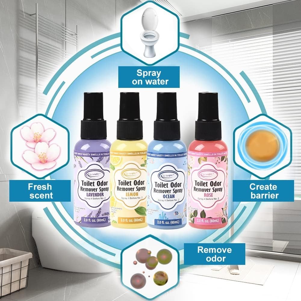 Toilet Poop Spray 2 Fl Oz (2 Count), Ocean Scent Oder Eliminator Spray Before...