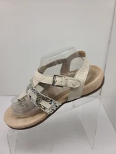 Vionic Lupe Boa Met Adjustable Sandals Leather Cream Snakeskin Print Size 9 Wide