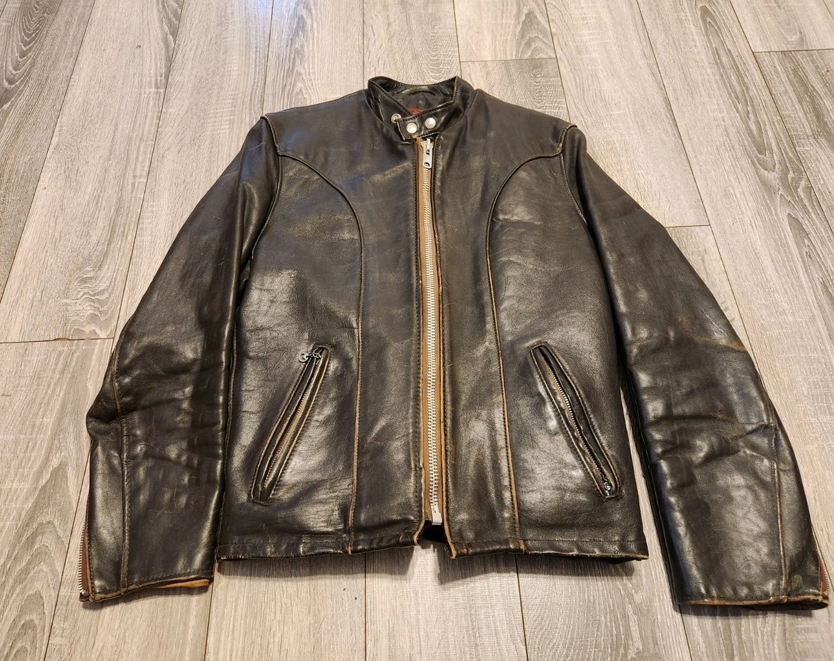 70s後半 Schott ヴィンテージ レザージャケット 42 TALON ボア VINTAGE Schott NYC Leather Jacket Cafe 70s Size 42 Brown Talon Fur