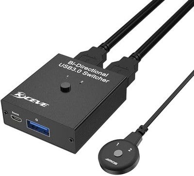 USB 3.0 Switch, Bi-Directional USB Switcher 2 in 1 Out/1 in 2 Out, Aluminum USB