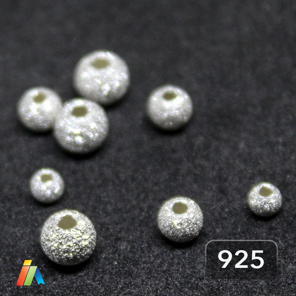925 Sterling Silver STARDUST SPARKLE ROUND Frosted BEADS 3-10mm SPACER  410 - Image 2 of 3