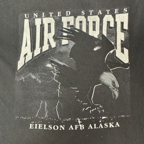 Vintage United States Air Force Eielson AFB Alaska T Shirt Black Adult Large Vtg - Picture 2 of 6