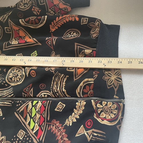 Vintage 80s Caliche Jacket Women Small Black Tan Red Tribal Full Zip Oversized - Picture 13 of 13