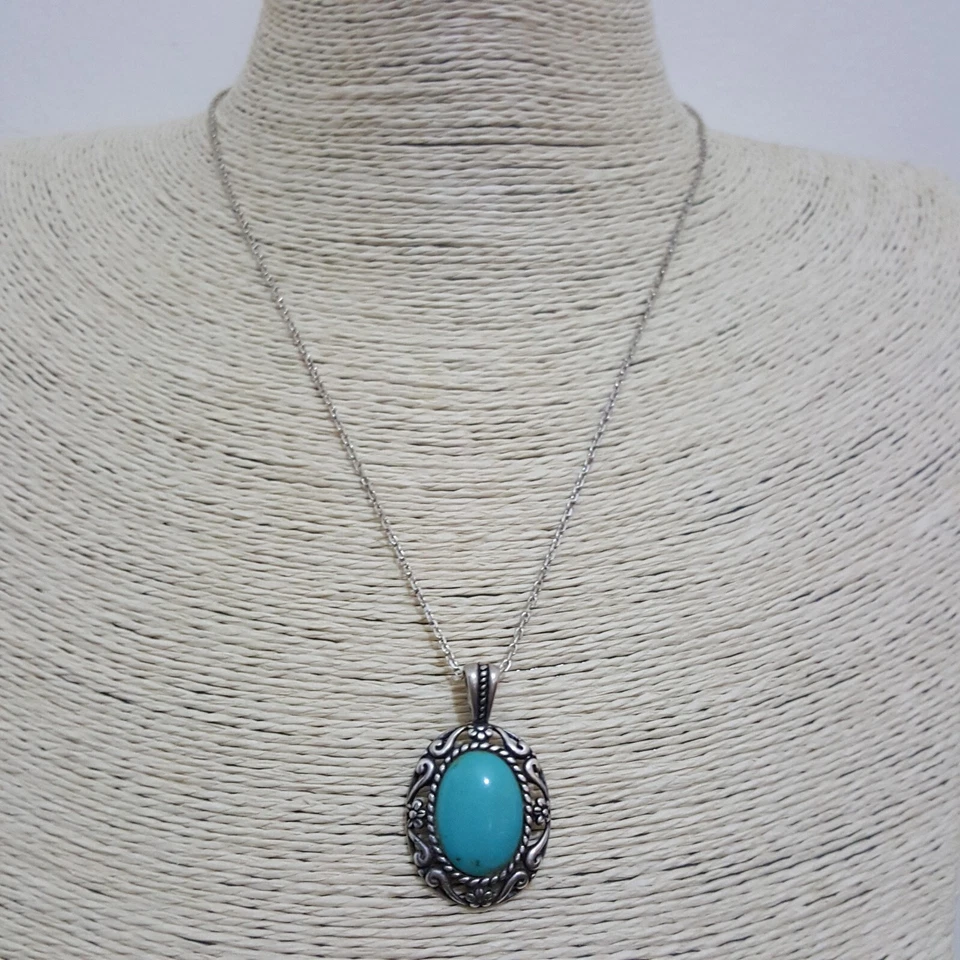 Collar Carolyn Pollack Plata de Ley 925, Colgante Turquesa Bella Durmiente Foto 2 de 4