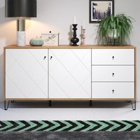 Trendteam Sideboard Anrichte Kommode Schrank Touch Artisan Eiche Weiß 183 X 76Cm