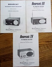 Electra Bearcat Radio Receiver BCL-BCH-BCU, FM Receiver III, IV manuals Original