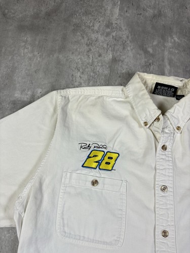 Vintage 90s NASCAR #28 White Button Down Shirt Competitive view size L - Picture 2 of 8