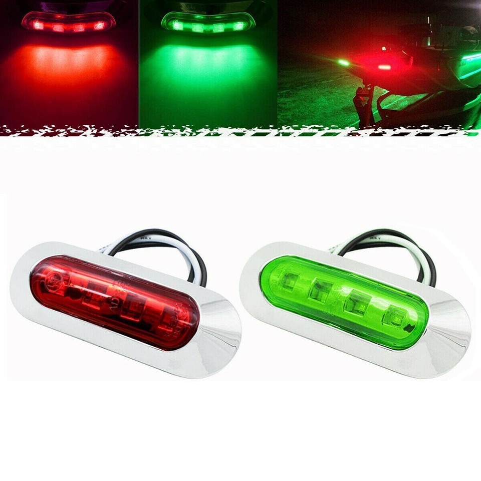 2x Red Green LEDBoat Navigation Light Deck Waterproof Bow Pontoon