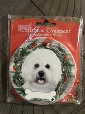 NEW Ceramic BICHON FRISE Dog Ornament from E & S Pets