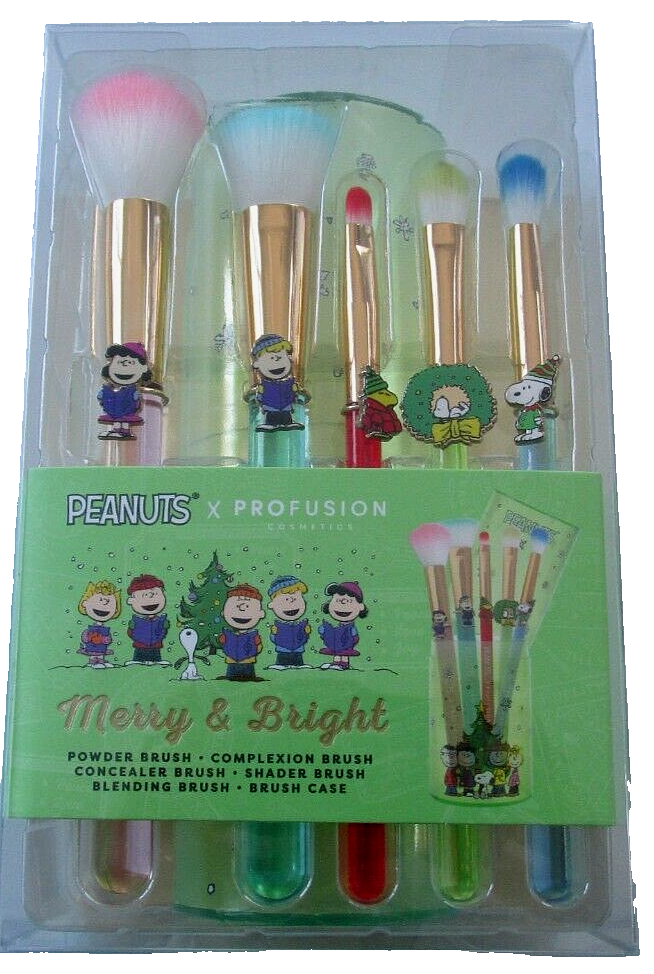 Snoopy Peanuts Profusion Makeup Brush Set w Holder Set 6 Shade