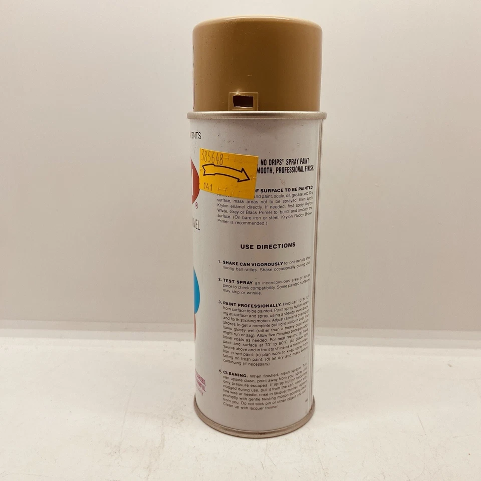 Vintage 80’s KRYLON Beige - 2504 Spray Paint Can Bar Code Borden Inc - Image 3 of 4