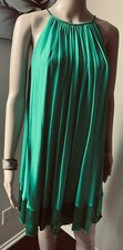 NWT MAGGY LONDON Women’s Halter 100% SILK Pleated $200 Mini dress sz 8 P SMALL
