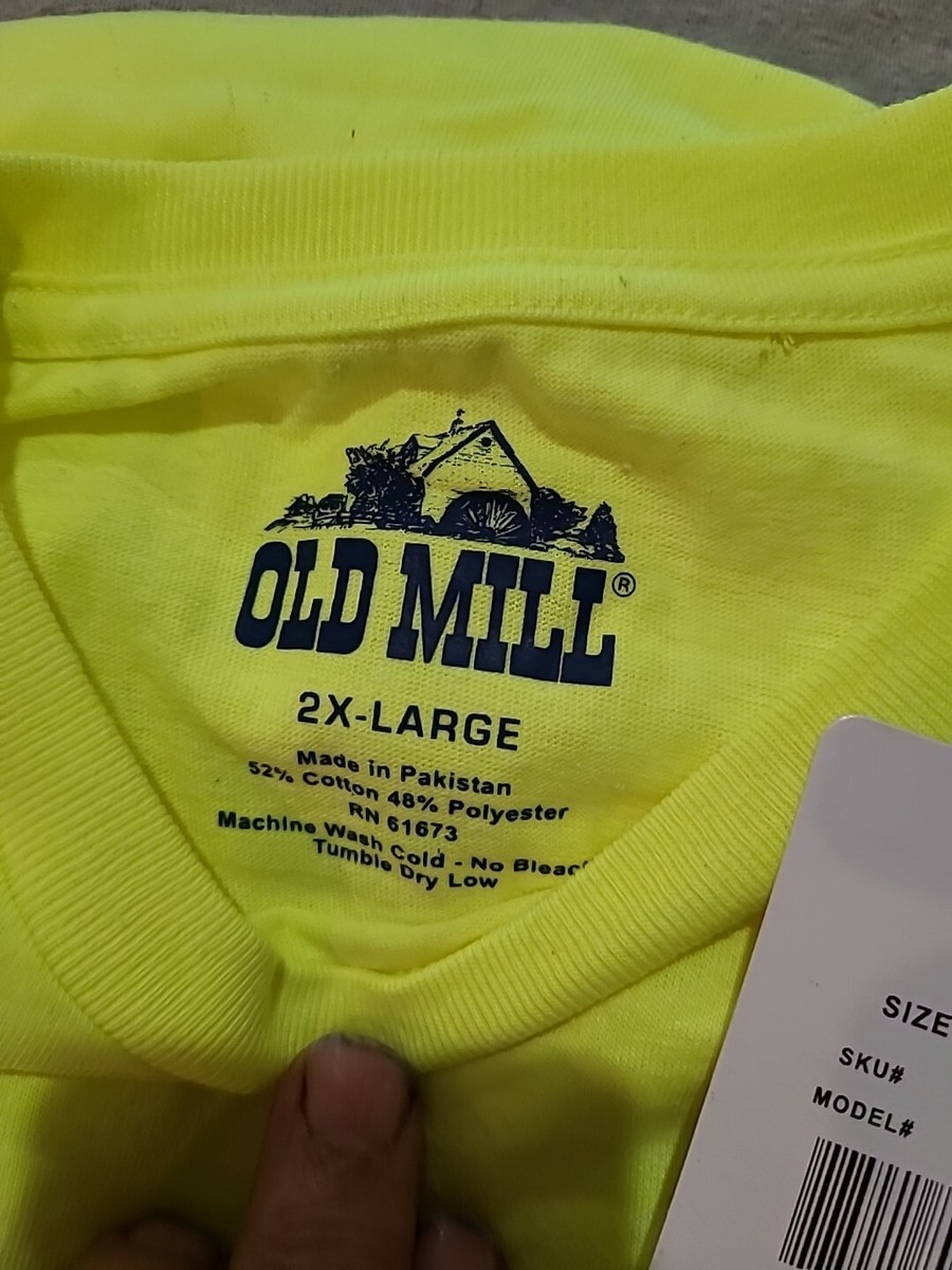 OLD MILL Men's 2XX Tee T-Short Sleeve Pocket 1Gray 2 Bright Yellow