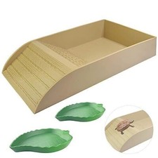 3 PCS Tortoise Food Dish with Ramp and Tortoise Water BowlGray Reptile Water ...