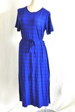 Banana Republic Midi Dress Striped Short Sleeve Slit Sides Tie Belted Size S