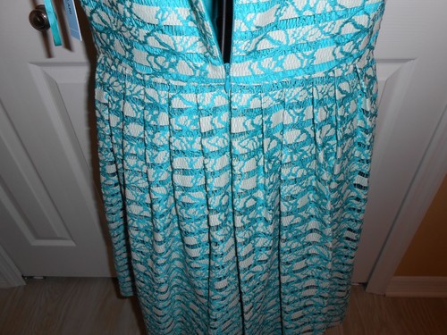 NWT~$169.00~ANTONIO MELANI~MABEL~ATLANTIS/SAFARI~TEAL~LINED~LACE~DRESS Size 8 - Picture 13 of 13