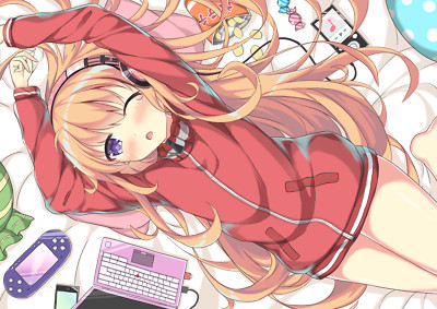 Anime girls gabriel dropout artwork white tenma blonde Playmat Game Mat Desk