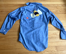 Vintage 70's JC Penney Big Mac chambray embroidered Bumblebee shirt S