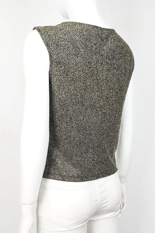 Camiseta sin mangas VERA MONT de colección noche cóctel noche estrás plata brillo metálico L Foto 4 de 4