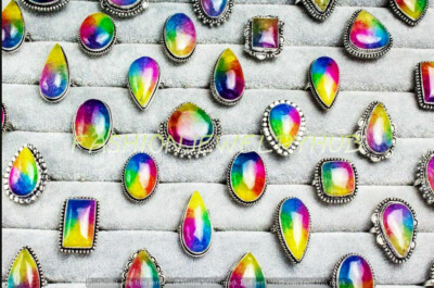 Solar Druzy Gemstone Ethnic Handmade 5pcs Fashion Ring Lot FR-1512