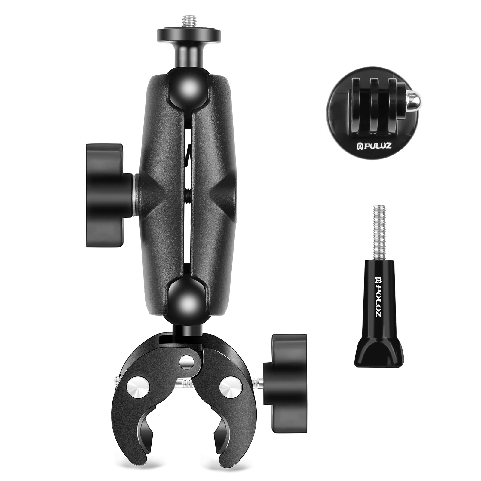 PULUZ PU909B Motorcycle Clamp  Handlebar  Clamp Mount Dual 360° A5B4