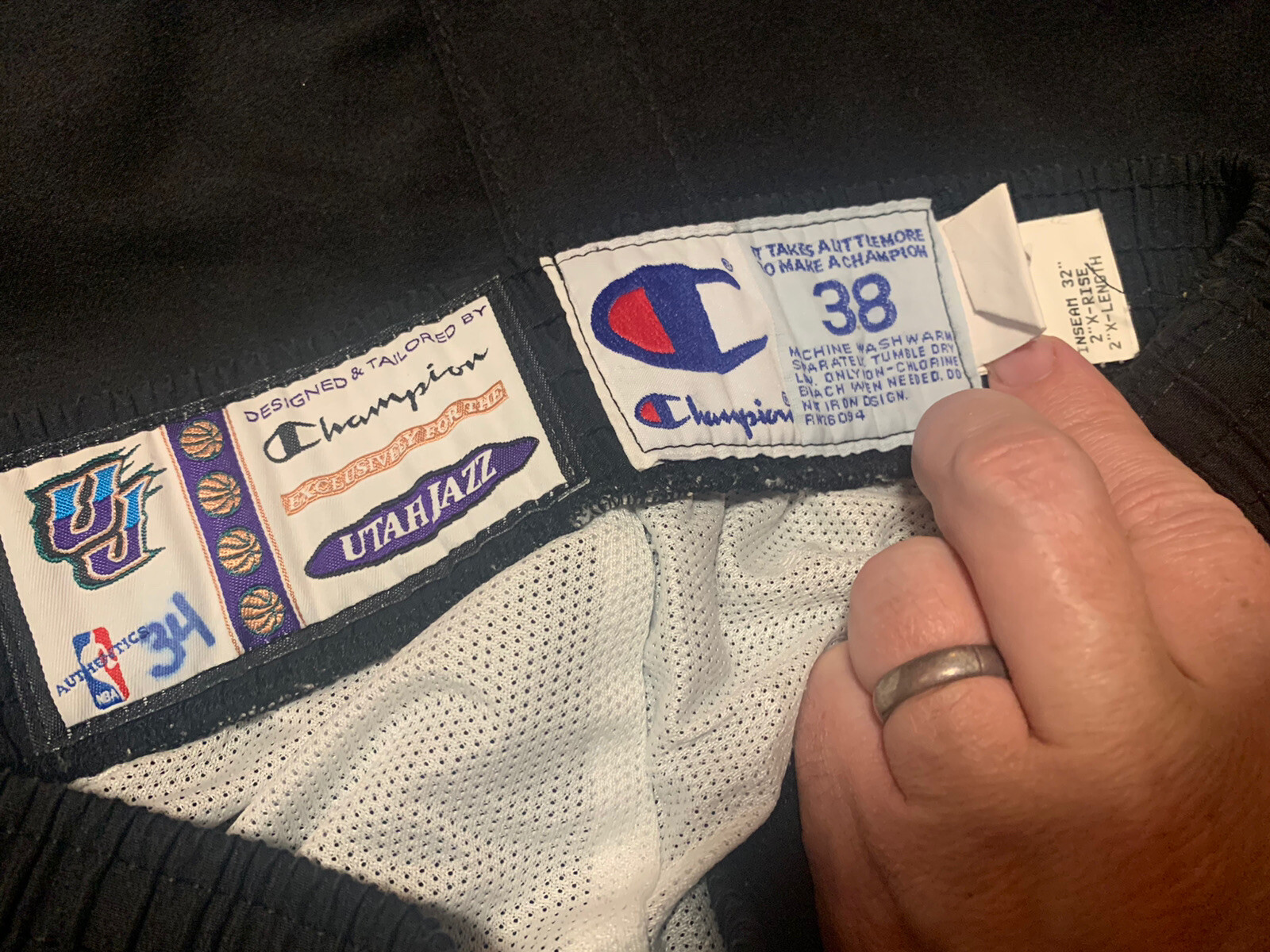 Champion Utah Jazz Scott Padgett warm up Jacket Pants Suit Set Jersey BIG