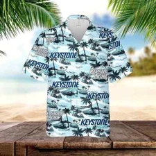 Keystone Light Beer Island Pattern Hawaiian Shirt Unisex, Size S-5XL