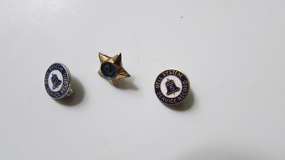 Antique WWII 1940's Bell Telephone System (ATT) Service Pins 2 yr star ...