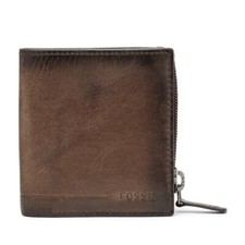 Fossil Allen Zip Bifold Brown Geldbörse Geldbeutel Portemonnaie Leder Münzfach 