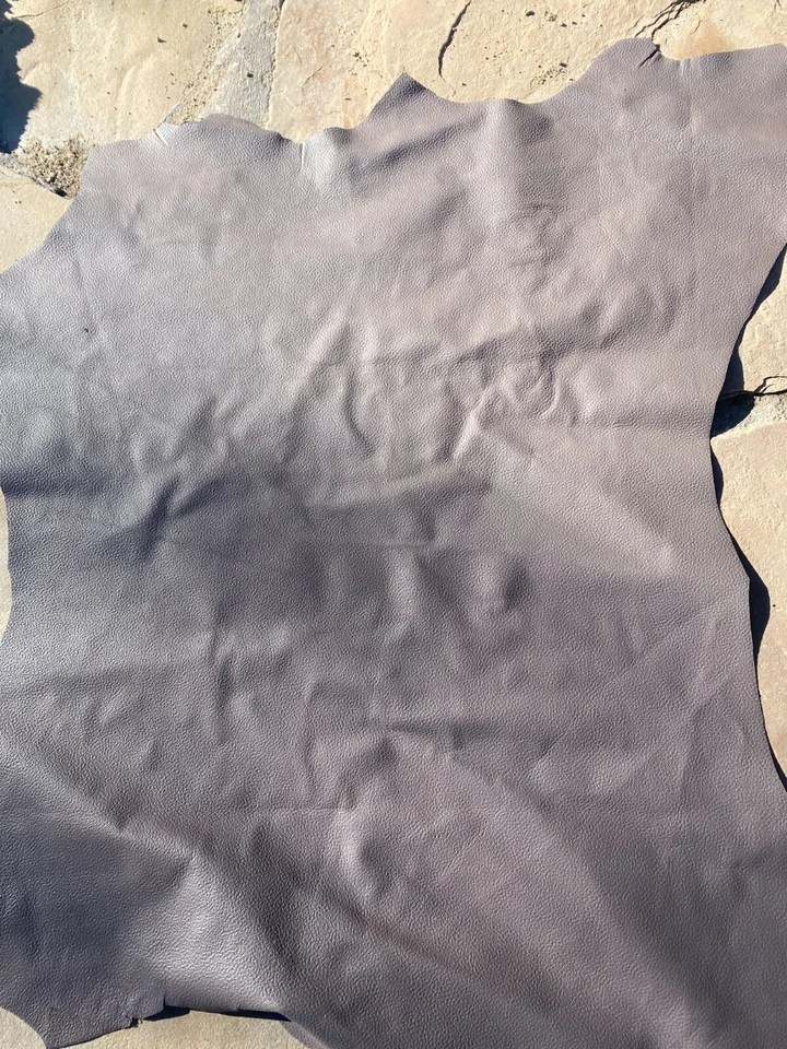 Dark Beige Gray Genuine Leather Hides Upholstery Material DIY Craft Fabric - Image 2 of 4