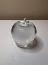 Apple Paperweight Clear Lead Crystal Decorative Vintage Handcrafted Made In USA