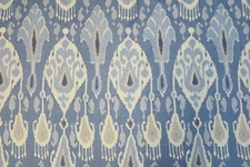 GP & J BAKER CURTAIN FABRIC DESIGN Ikat Bokhara 1 METRE BLUE LINEN BLEND