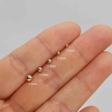 14k Yellow Gold Finish Ball Stud Earring Set Tiny Stud Push In back Tragus Studs